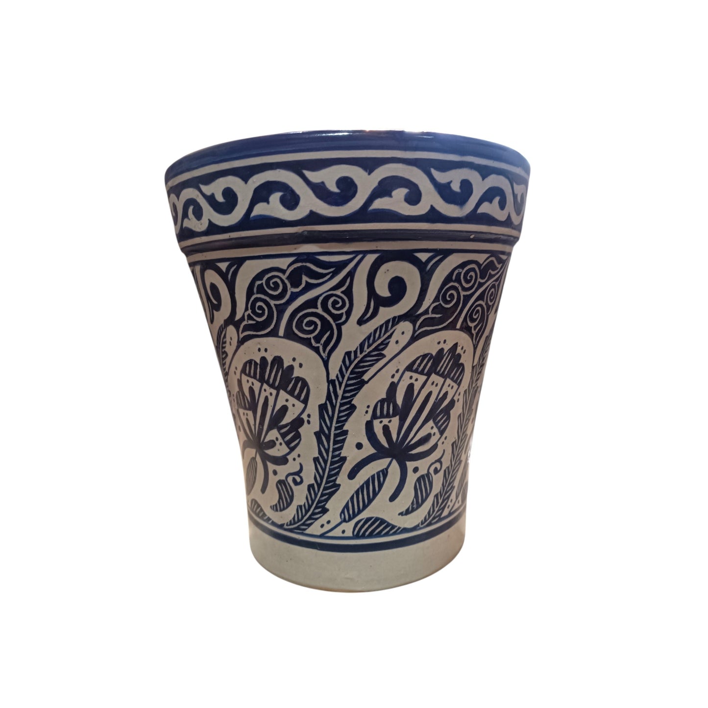 Moroccan Blue Ceramic Planter – Elegant Flower Pot for Indoor & Outdoor Décor