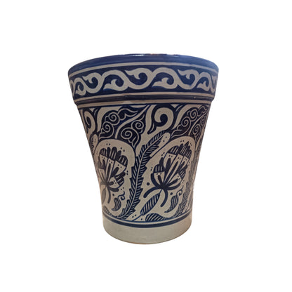 Moroccan Blue Ceramic Planter – Elegant Flower Pot for Indoor & Outdoor Décor