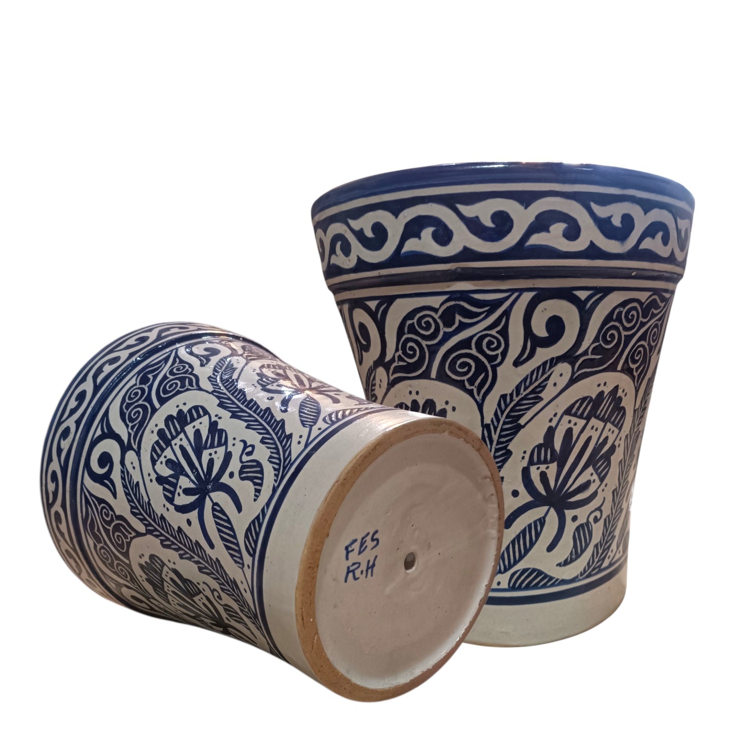 Moroccan Blue Ceramic Planter – Elegant Flower Pot for Indoor & Outdoor Décor