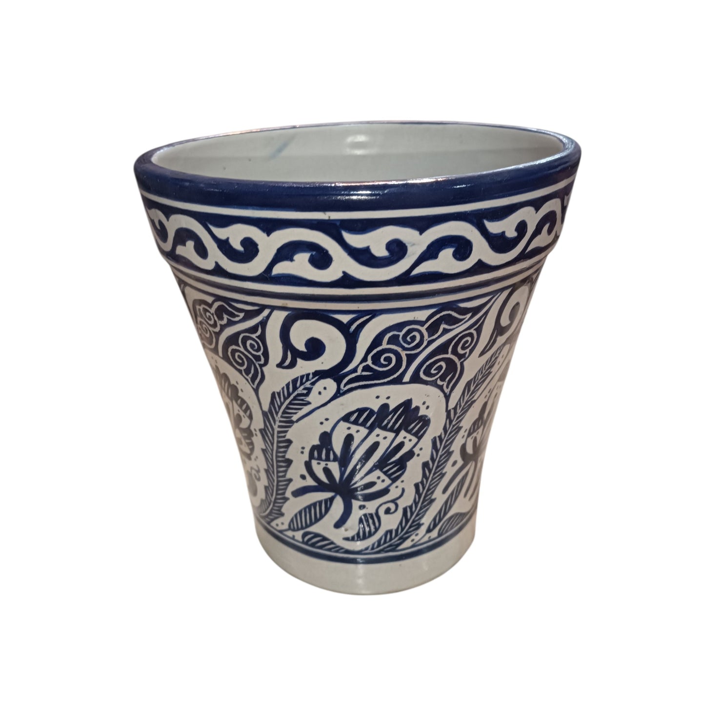 Moroccan Blue Ceramic Planter – Elegant Flower Pot for Indoor & Outdoor Décor