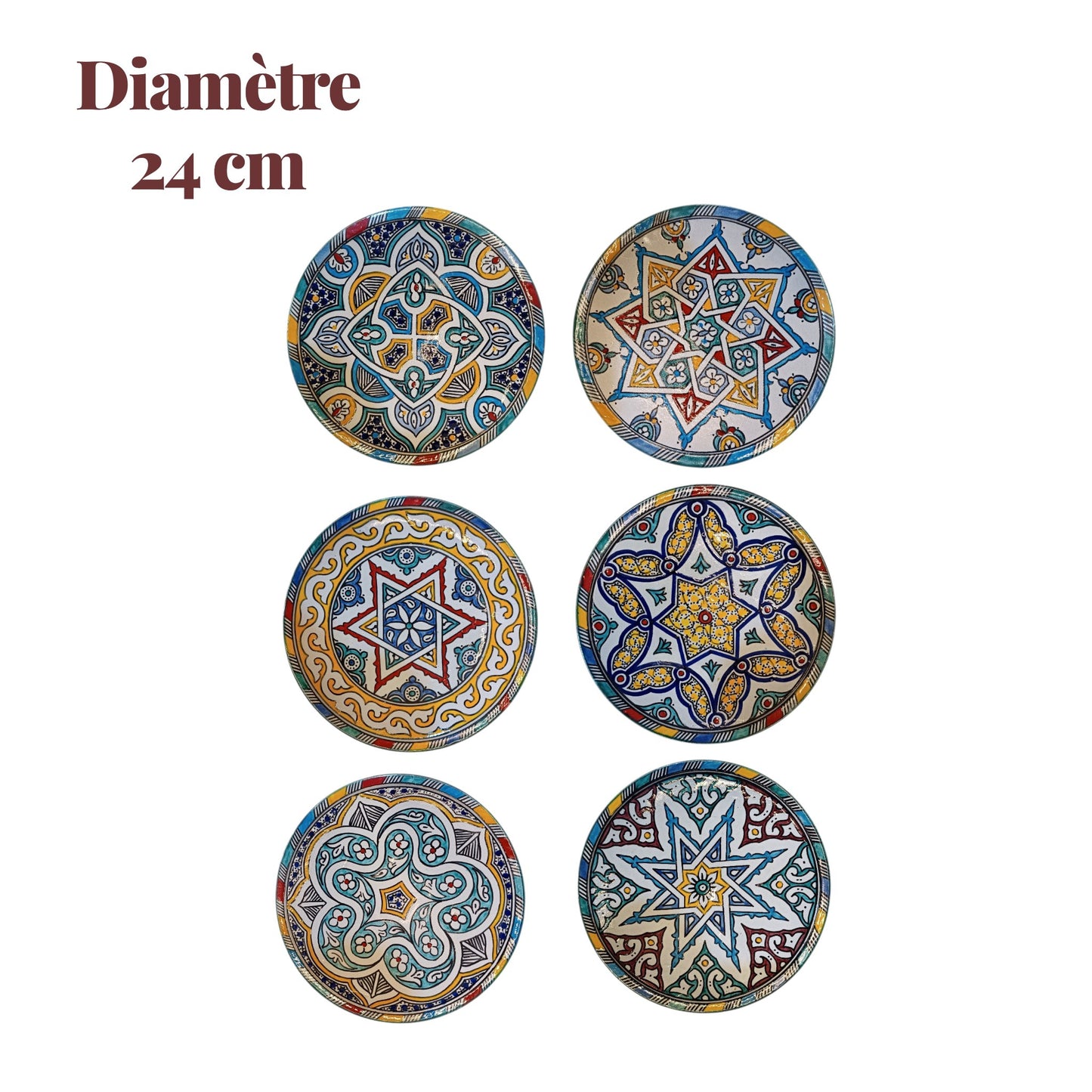 6 Authentic Moroccan ceramic plates| Handcrafted Dinnerware