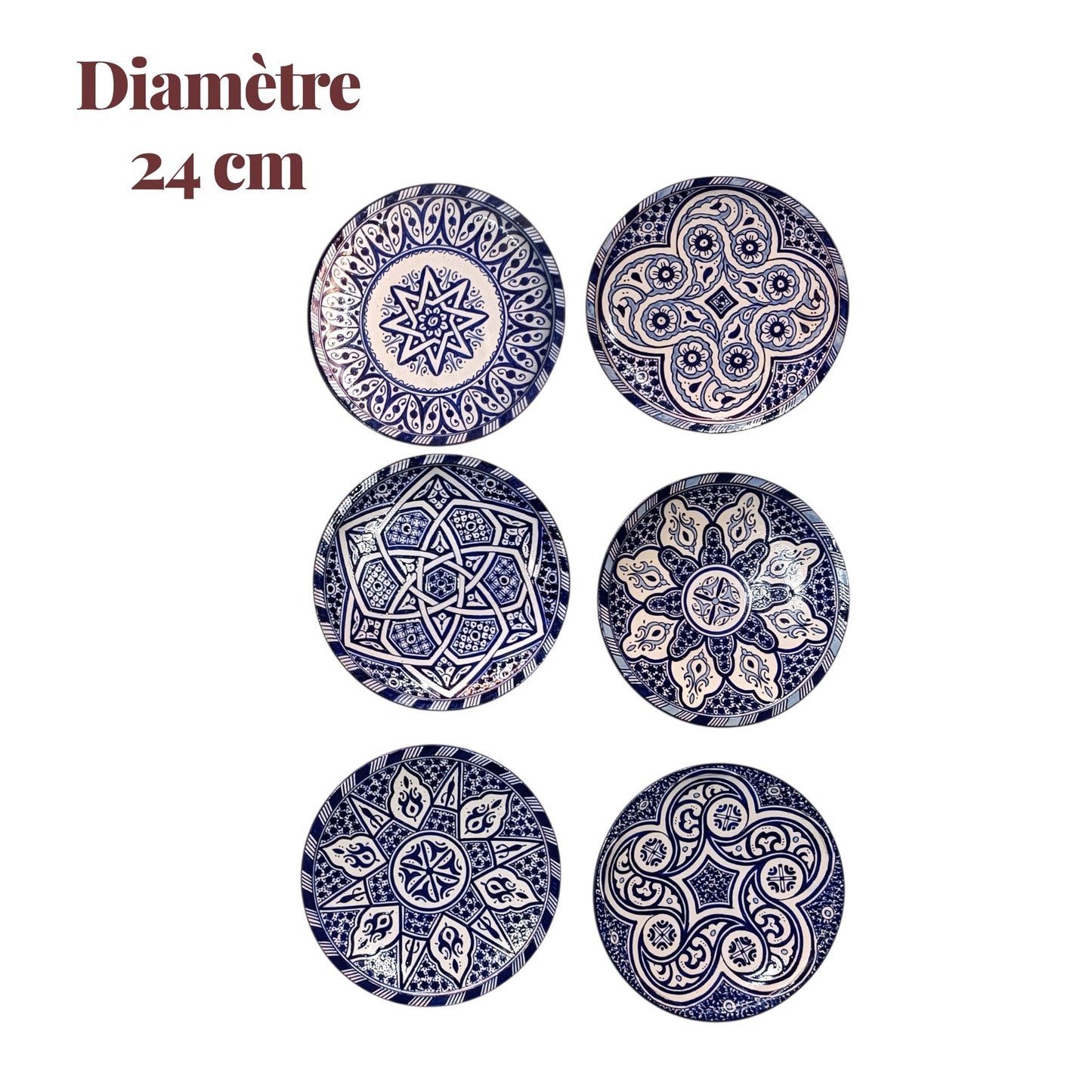 6 Authentic Moroccan ceramic plates| Handcrafted Dinnerware