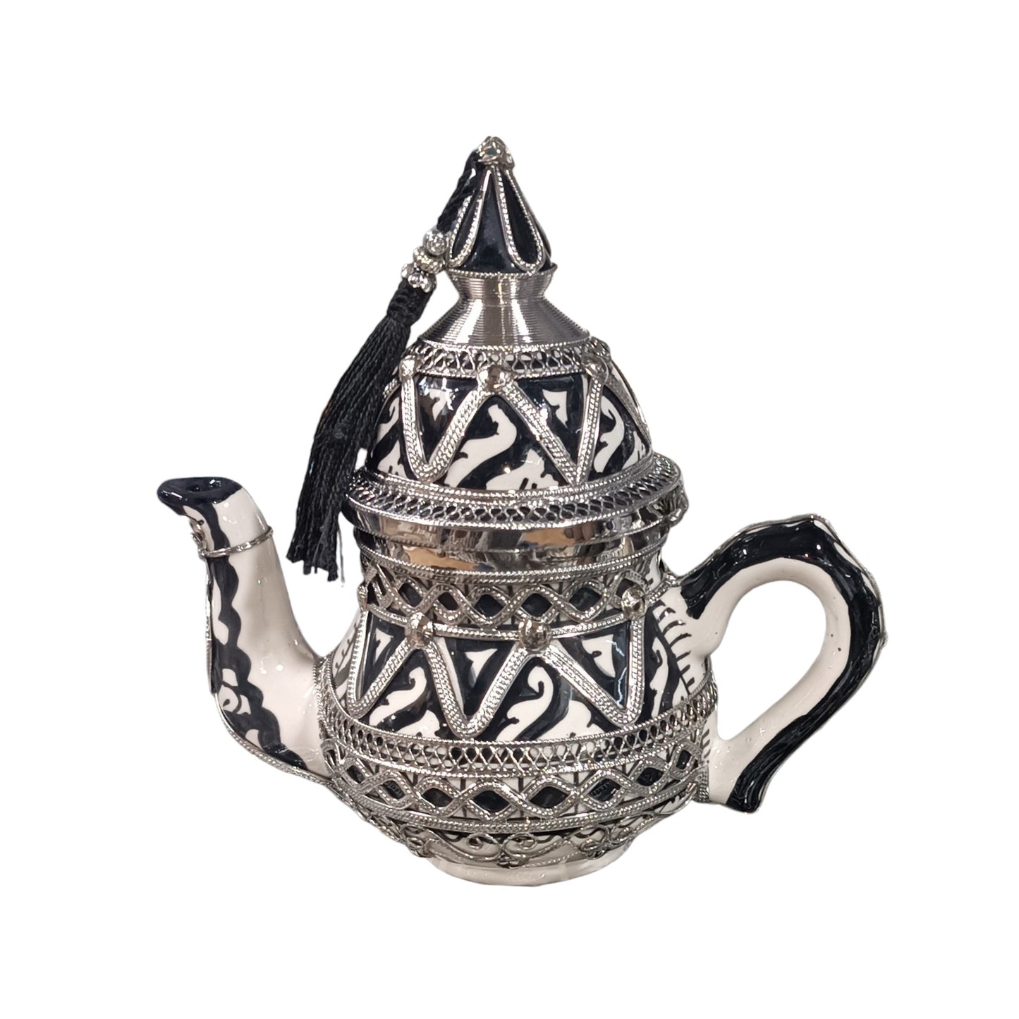 Antique Moroccan Tea Set with Silver Nickel Finish – 6 Pieces