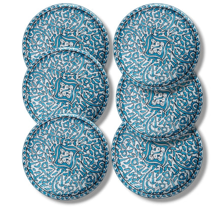 Handmade Moroccan Ceramic Dinnerware Set – Sky Blue Floral Design (6-Piece Set)