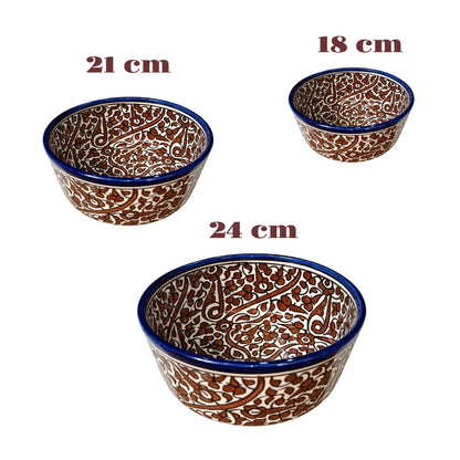 Handmade Moroccan Floral Ceramic Bowls – Hand Painted Serving Bowls from Fez, Morocco