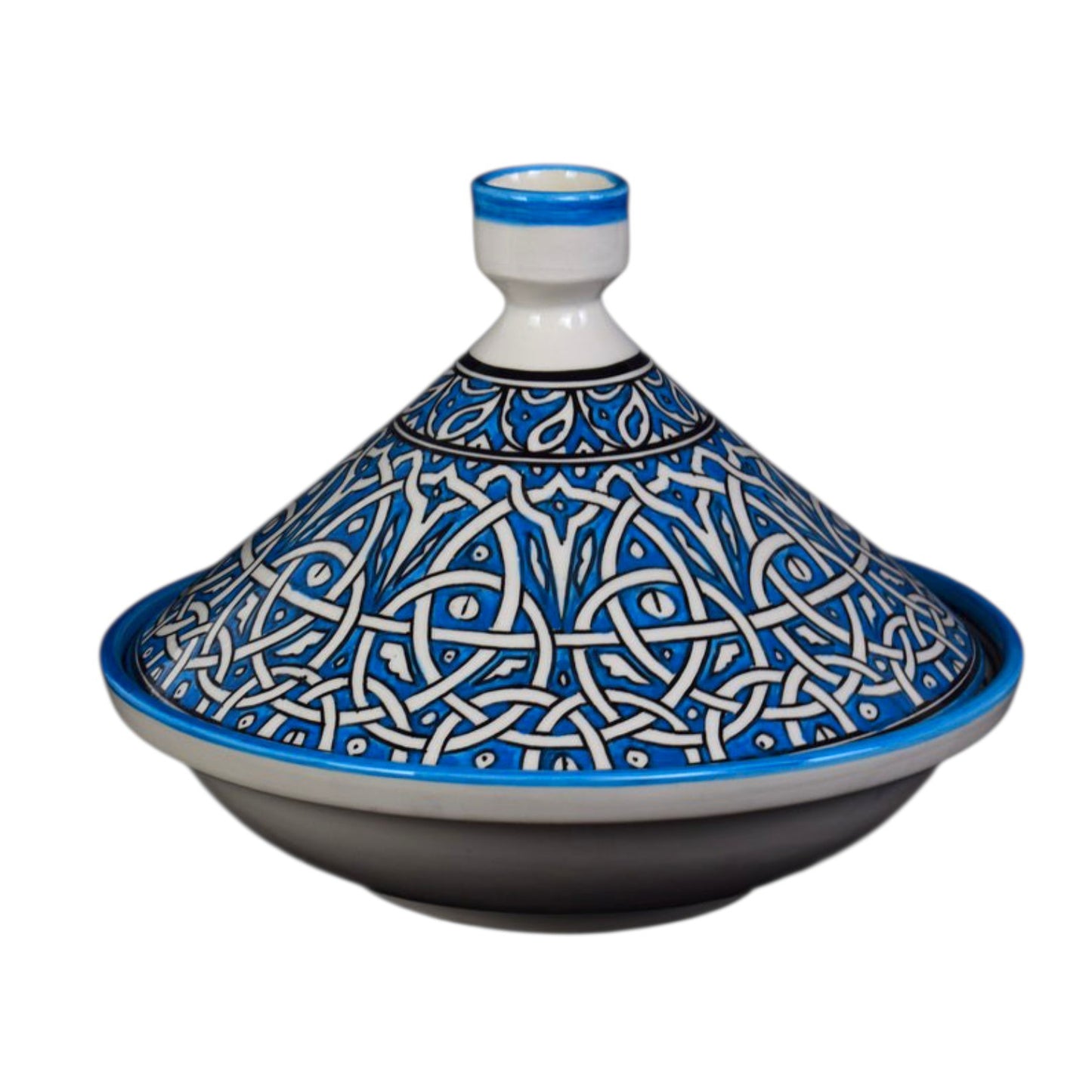 Handmade Turquoise Moroccan Tagine | Hand-Painted Ceramic Serving Tagine from Fez
