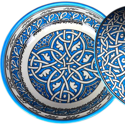 Handmade Turquoise Moroccan Tagine | Hand-Painted Ceramic Serving Tagine from Fez
