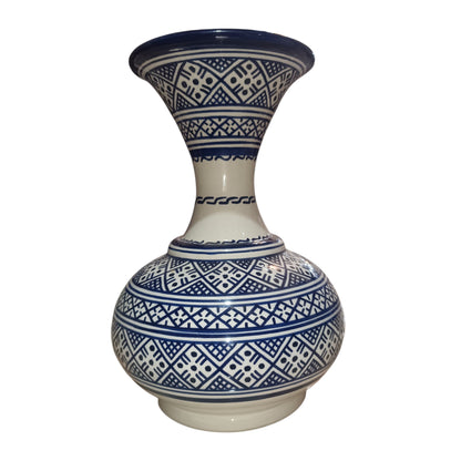 Handmade Moroccan Ceramic Vase – Traditional Fassi Embroidery Pattern