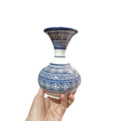 Handmade Moroccan Ceramic Vase – Traditional Fassi Embroidery Pattern