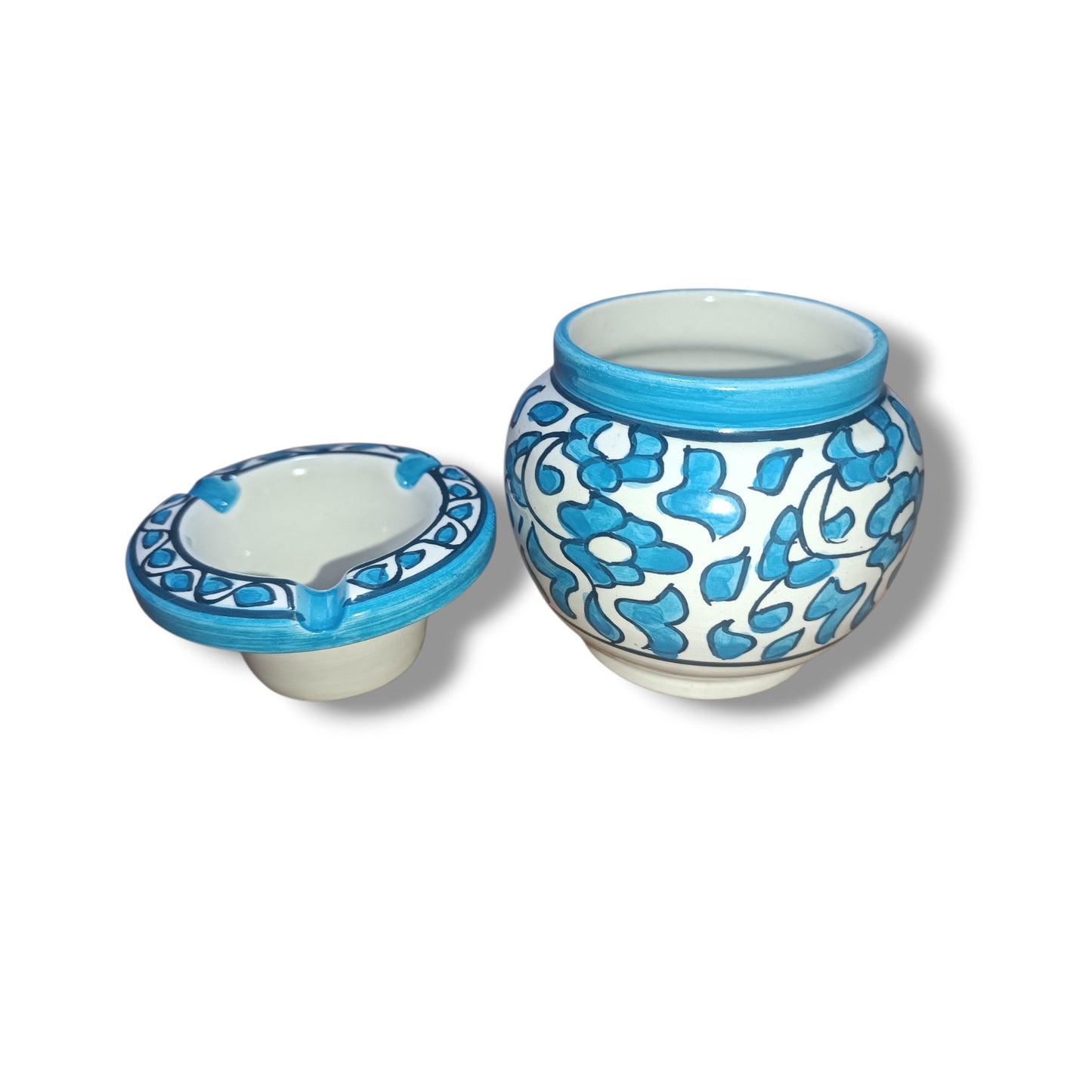 Handmade Moroccan Ceramic Ashtray with Lid