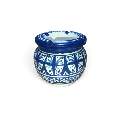 Handmade Moroccan Ceramic Ashtray – Blue & White Fez Pottery