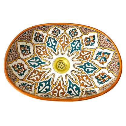 Oval Moroccan Sink Hand-Painted Oval Sink from fez pottery