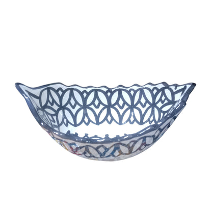 Moroccan Fez pottery Boat-Shaped Salad Bowl – Hand-Painted Geometric Ceramic Serving Bowl