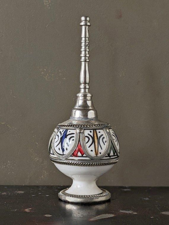 Handmade Moroccan Ceramic Perfume Bottle – Traditional Fez Pottery Decor