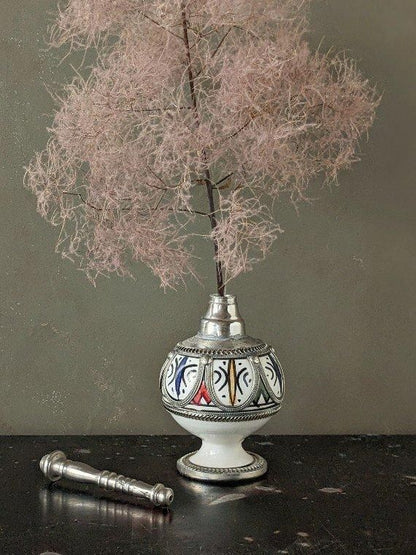 Handmade Moroccan Ceramic Perfume Bottle – Traditional Fez Pottery Decor