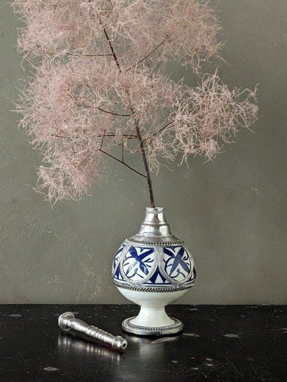 Handmade Moroccan Ceramic Perfume Bottle – Traditional Fez Pottery Decor