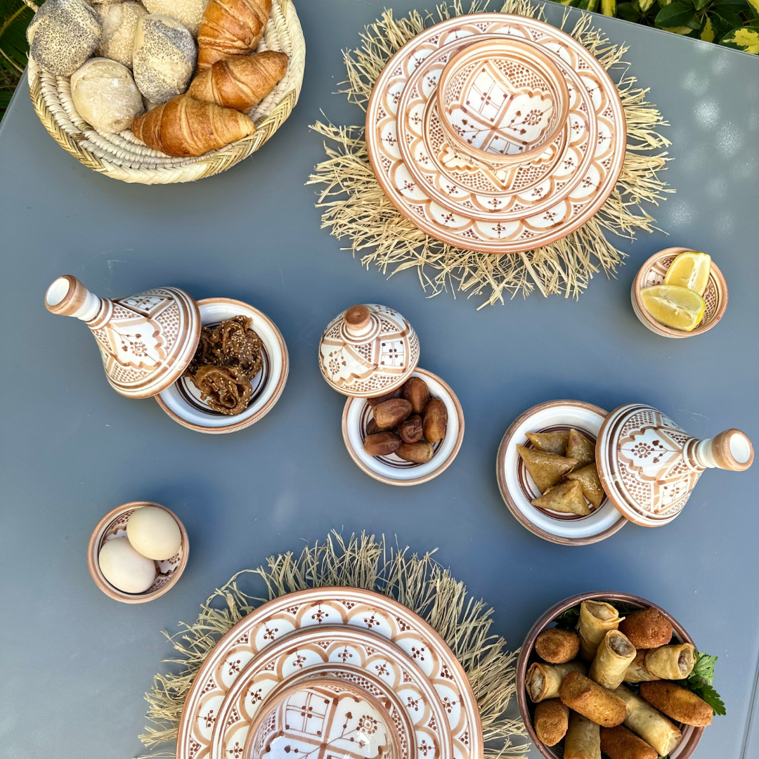 plats and bowls collection of Moroccan pottery from Fez,dishwasher and microwave safe