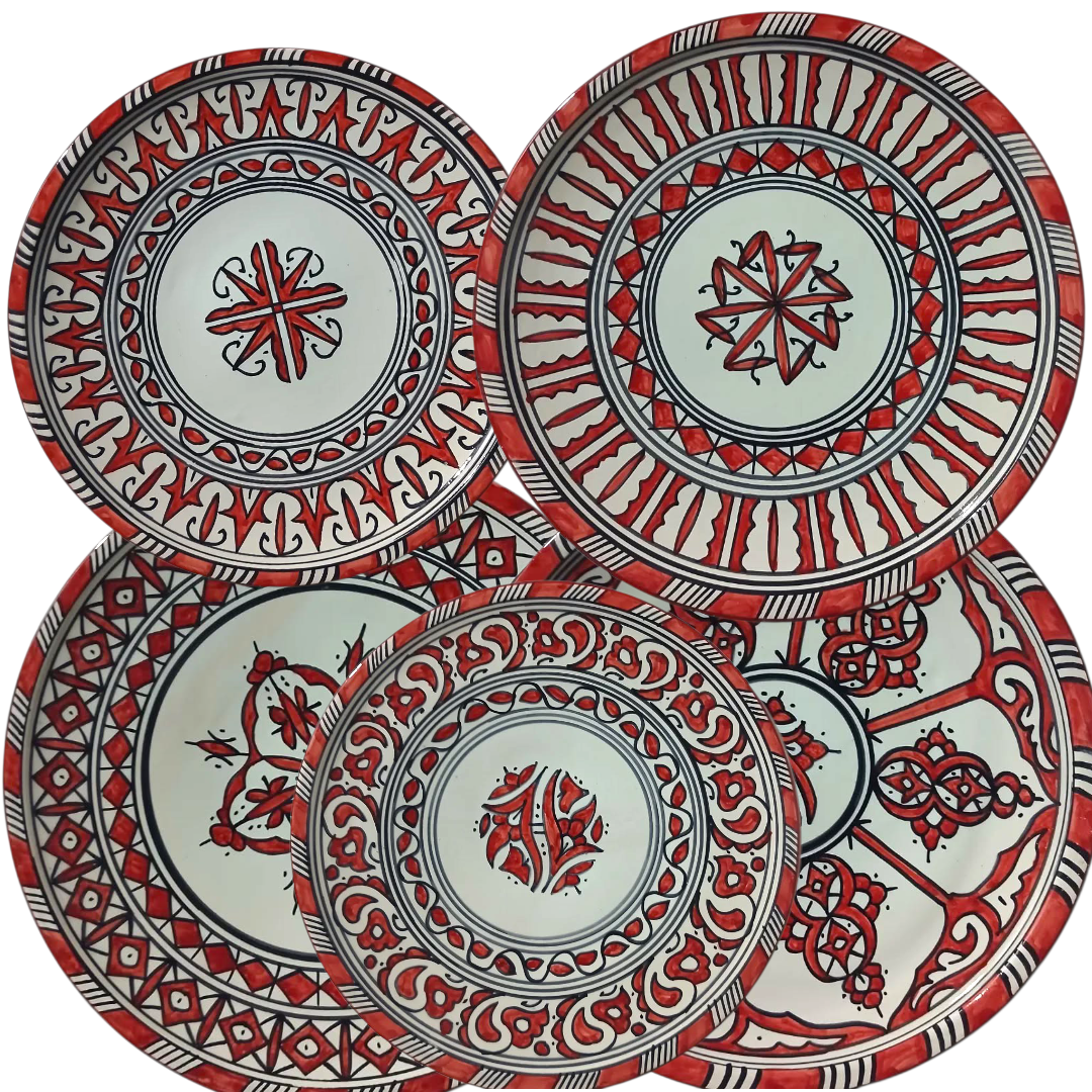 Moroccan Ceramic Plates – Red Design Fes pottery