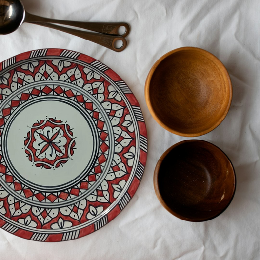 Handmade Moroccan Ceramic Plates – Red Design