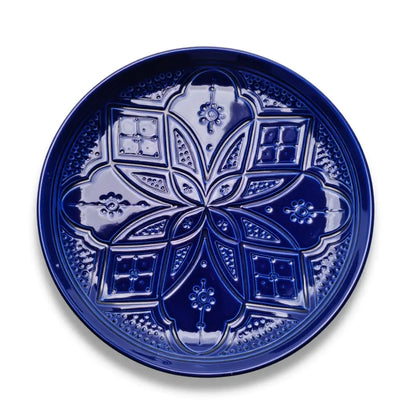 Moroccan Geometric Engraved plate Hand-Engraved Ceramic Plates 22cm – Premium Artisan Serving Dishes