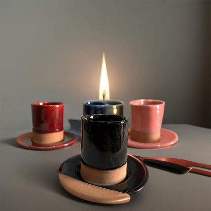 Coffee cups handmade pottery and hand painted fez pottery