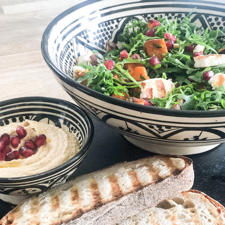 Bowls and plates handmade from fez medina pottery