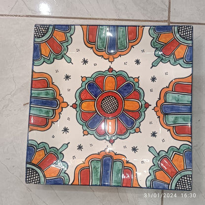 Blue Moroccan Square Ceramic Plates – Handmade in Fez, Morocco