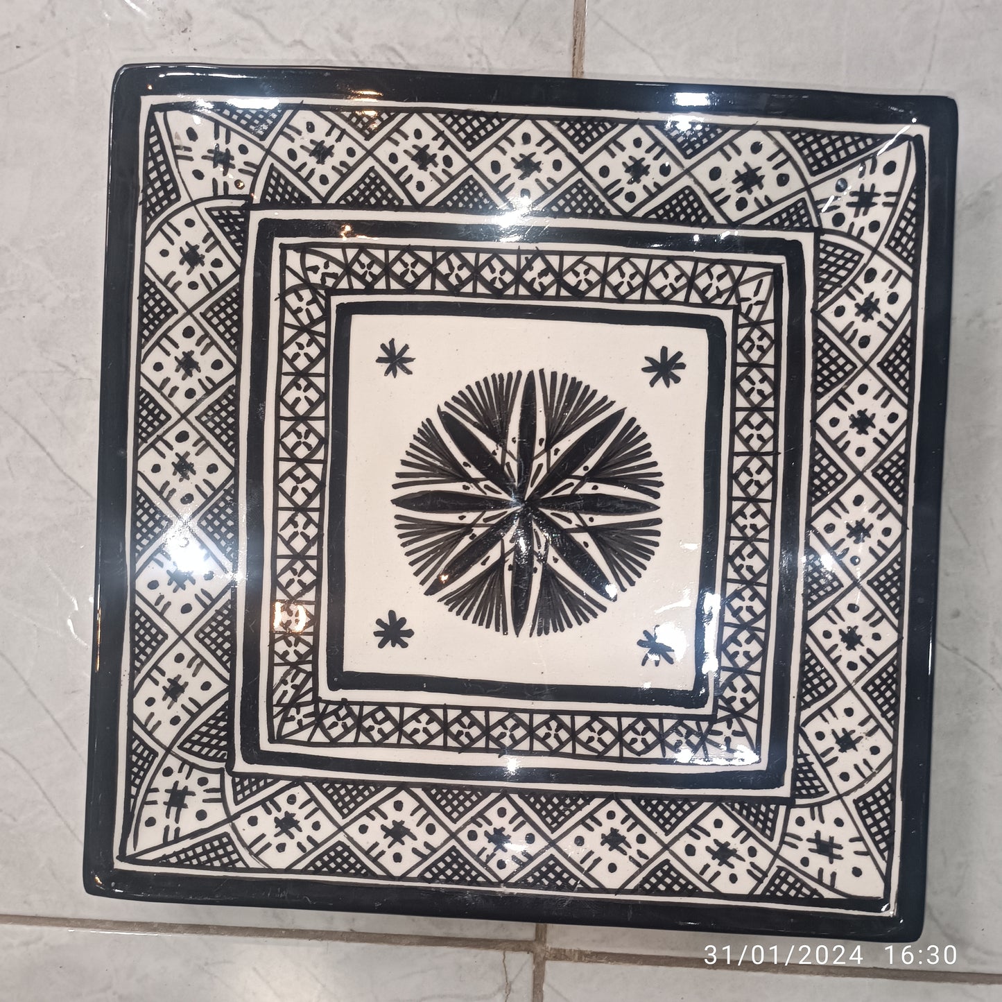 Blue Moroccan Square Ceramic Plates – Handmade in Fez, Morocco
