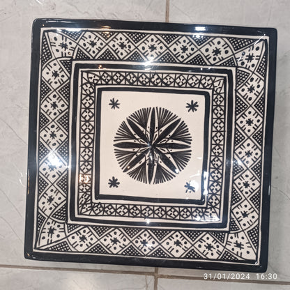 Blue Moroccan Square Ceramic Plates – Handmade in Fez, Morocco