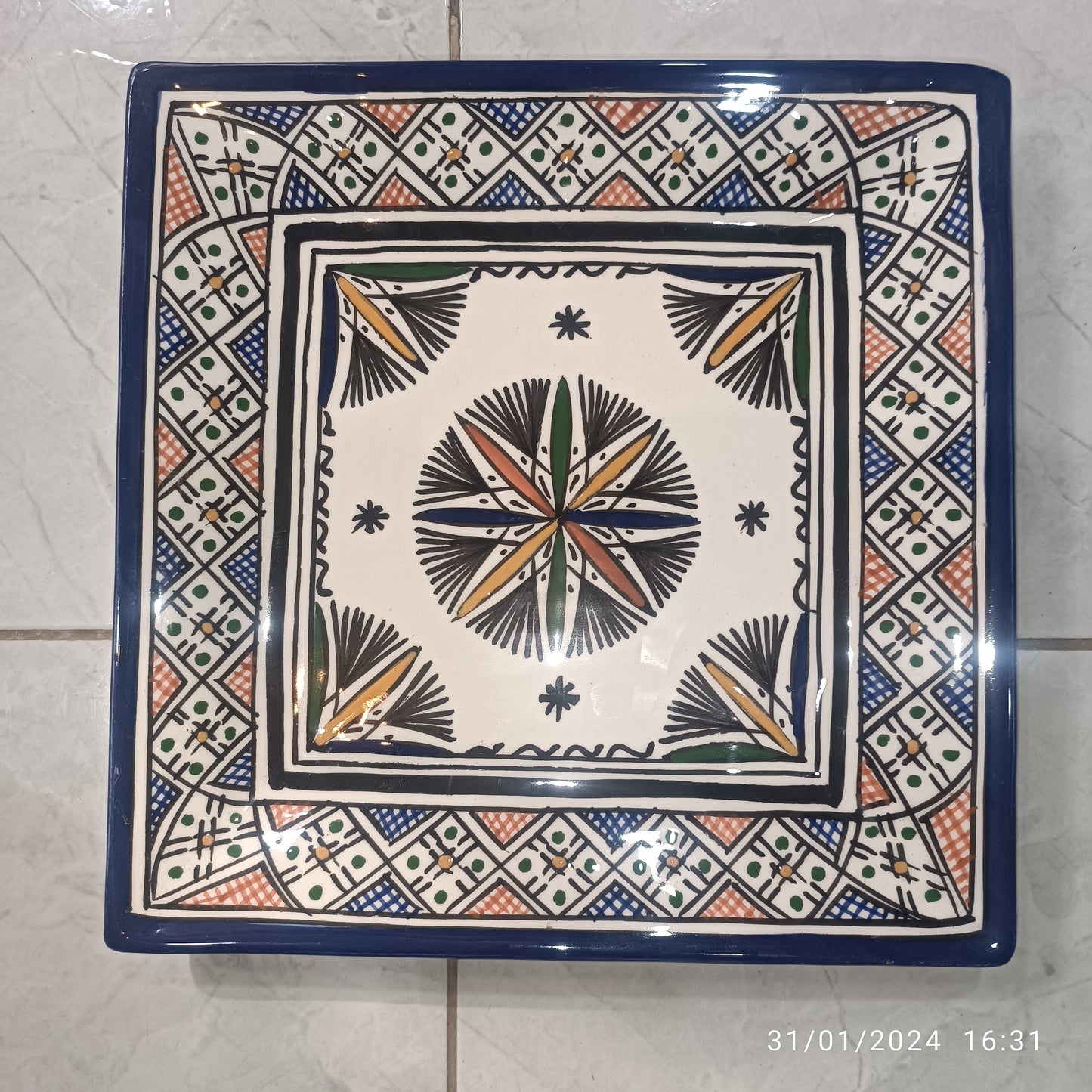 Blue Moroccan Square Ceramic Plates – Handmade in Fez, Morocco