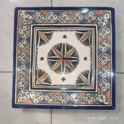 Blue Moroccan Square Ceramic Plates – Handmade in Fez, Morocco