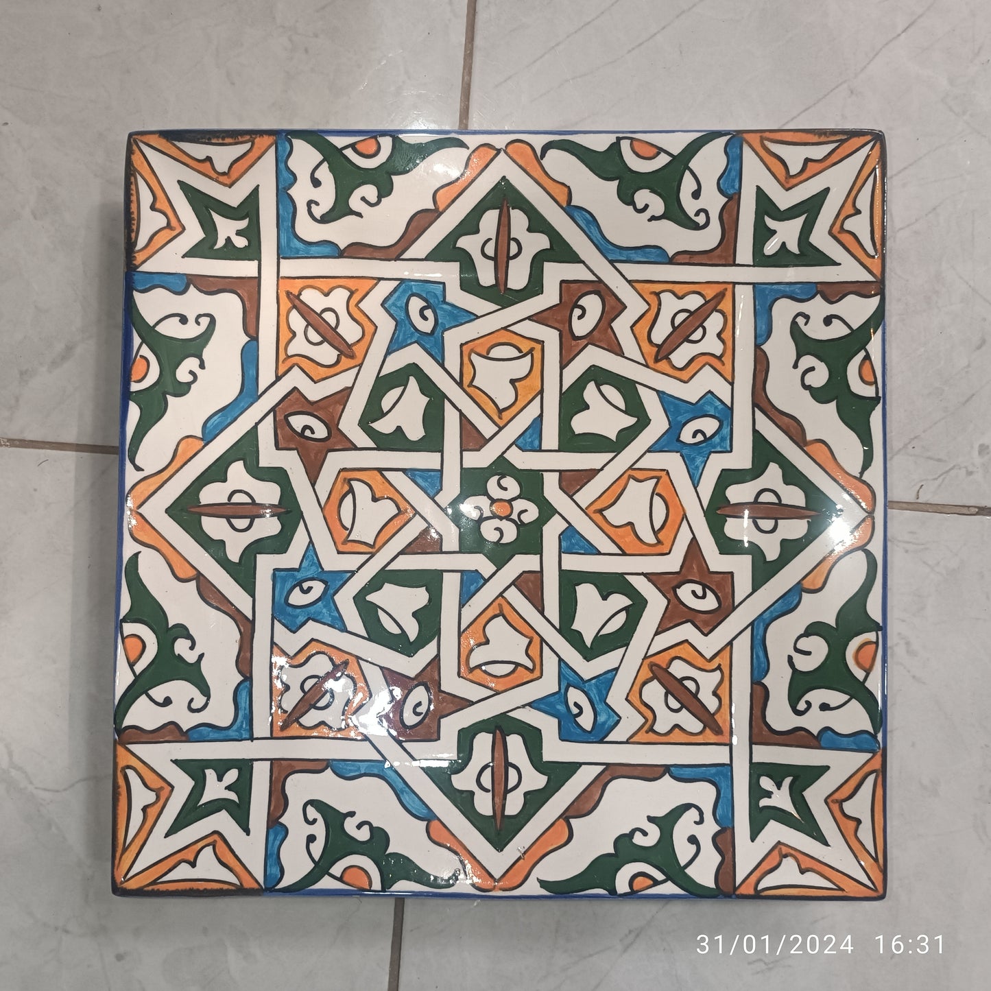 Blue Moroccan Square Ceramic Plates – Handmade in Fez, Morocco