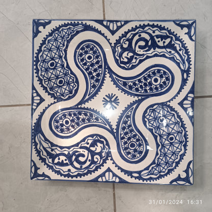 Blue Moroccan Square Ceramic Plates – Handmade in Fez, Morocco