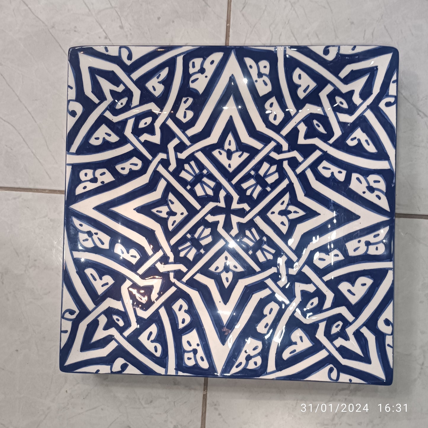 Blue Moroccan Square Ceramic Plates – Handmade in Fez, Morocco