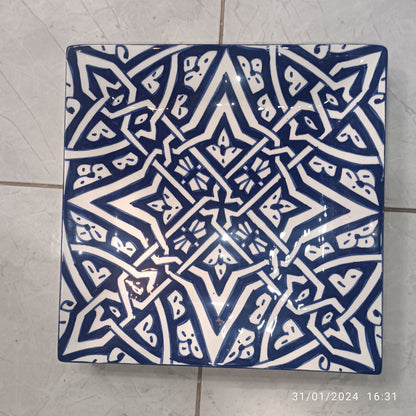 Blue Moroccan Square Ceramic Plates – Handmade in Fez, Morocco