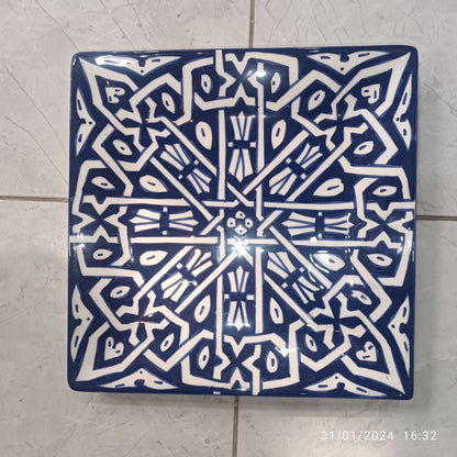 Blue Moroccan Square Ceramic Plates – Handmade in Fez, Morocco