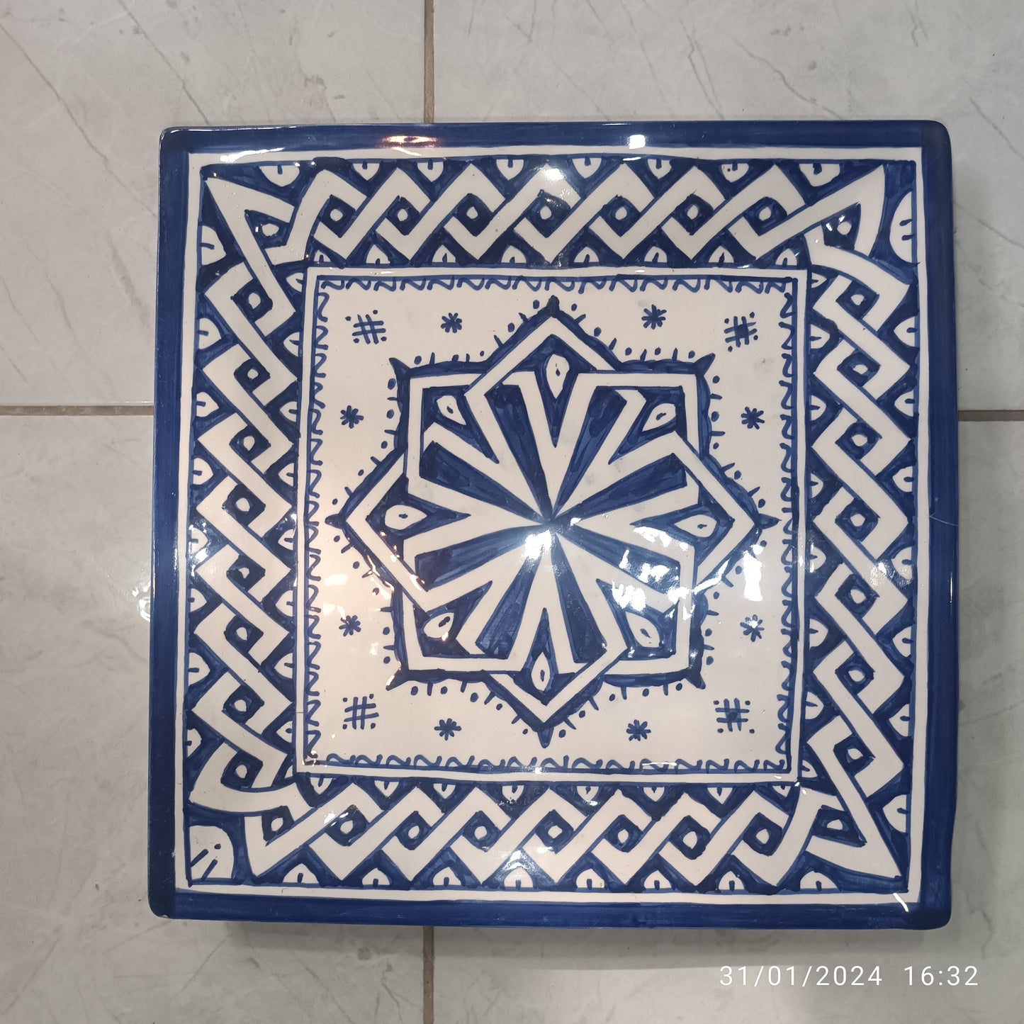 Blue Moroccan Square Ceramic Plates – Handmade in Fez, Morocco