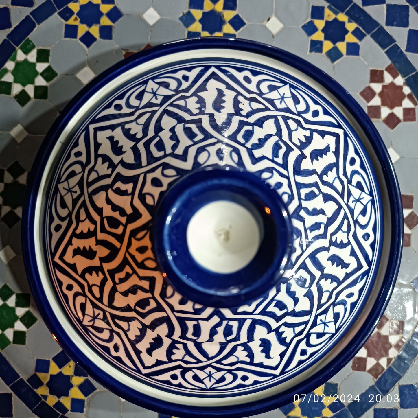 Handcrafted Moroccan Blue Ceramic Tagine – Decorative Serving Dish