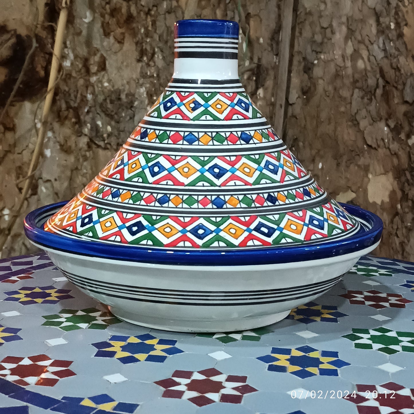 Handcrafted Multicolor Moroccan Serving Tagine – Decorative Ceramic Food Presentation Dish