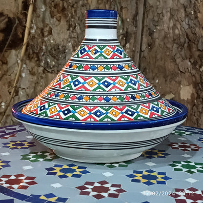 Handcrafted Multicolor Moroccan Serving Tagine – Decorative Ceramic Food Presentation Dish