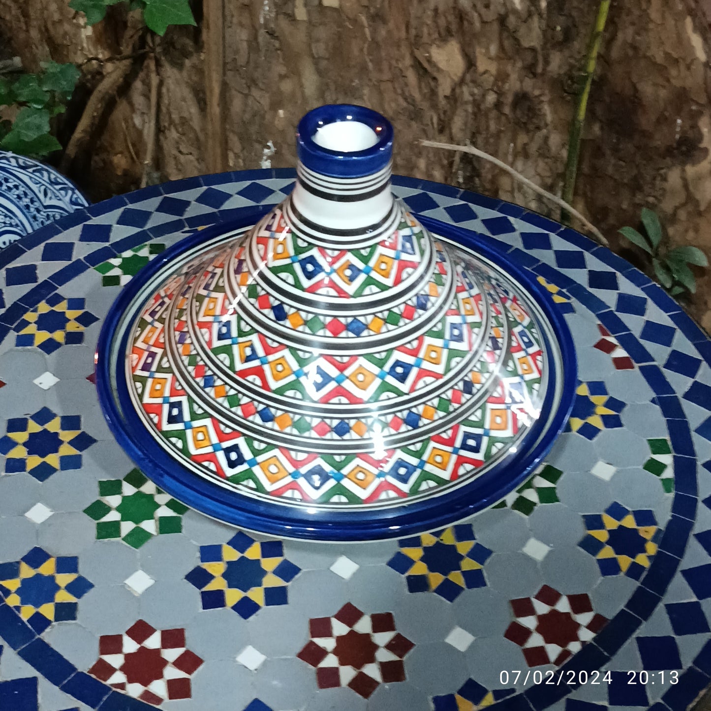 Handcrafted Multicolor Moroccan Serving Tagine – Decorative Ceramic Food Presentation Dish