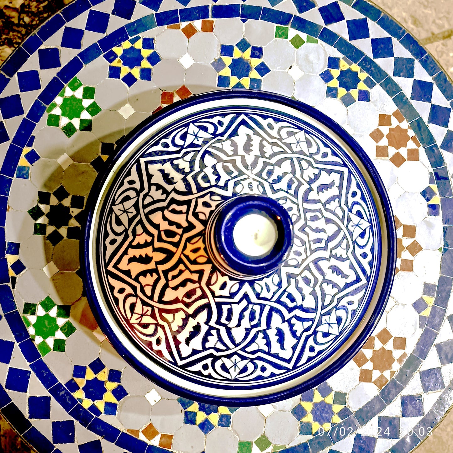 Handcrafted Moroccan Blue Ceramic Tagine – Decorative Serving Dish