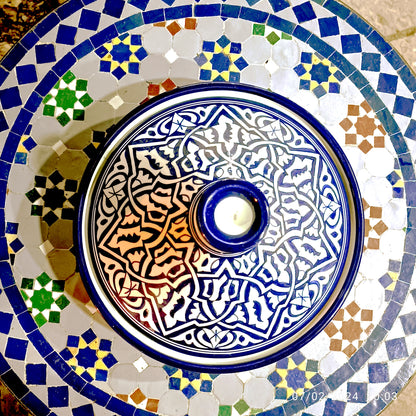 Handcrafted Moroccan Blue Ceramic Tagine – Decorative Serving Dish