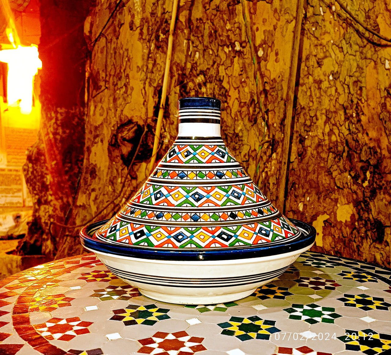 Handcrafted Multicolor Moroccan Serving Tagine – Decorative Ceramic Food Presentation Dish