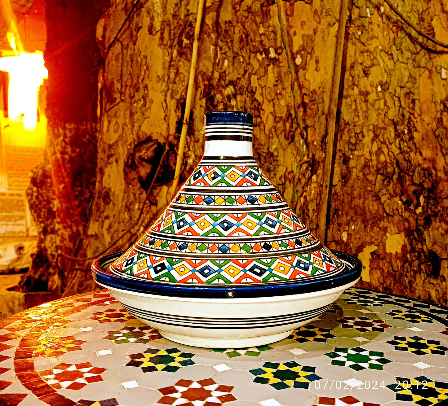 Handcrafted Multicolor Moroccan Serving Tagine – Decorative Ceramic Food Presentation Dish
