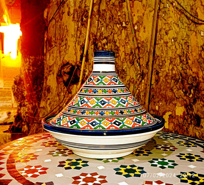 Handcrafted Multicolor Moroccan Serving Tagine – Decorative Ceramic Food Presentation Dish