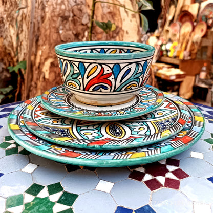 Luxury Multicolor Moroccan Dinnerware Set – Handcrafted Traditional Pottery