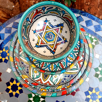 Luxury Multicolor Moroccan Dinnerware Set – Handcrafted Traditional Pottery