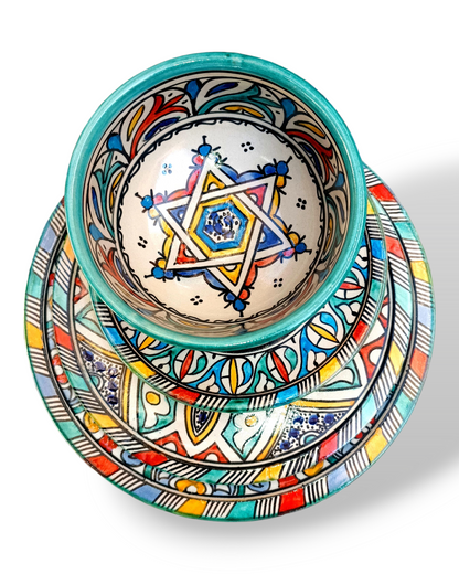 Luxury Multicolor Moroccan Dinnerware Set – Handcrafted Traditional Pottery