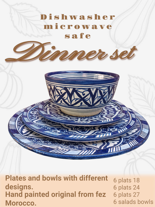 Luxury  Moroccan Dinnerware Set – Handcrafted Traditional Pottery